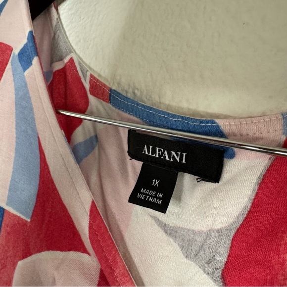 Abstract Patterned Short Sleeve Tee Casual Crewneck Lightweight Top 1X Plus - Picture 7 of 12